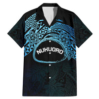 Personalised Pohnpei Nukuoro Micronesia Family Matching Mermaid Dress and Hawaiian Shirt Polynesian Tattoo Curves Blue Version