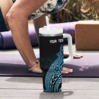 Personalised Pohnpei Nukuoro Micronesia Tumbler With Handle Polynesian Tattoo Curves Blue Version