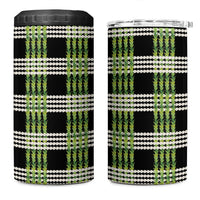 Aloha Hawaii Pakalana Pikake Lei 4 in 1 Can Cooler Tumbler Palaka Inspired Hawaiian-plaid Black