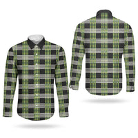 Aloha Hawaii Pakalana Pikake Lei Couples Matching Long Sleeve Bodycon Dress and Long Sleeve Button Shirt Palaka Inspired Hawaiian-plaid Black