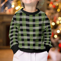 Aloha Hawaii Pakalana Pikake Lei Kid Ugly Christmas Sweater Palaka Inspired Hawaiian-plaid Black