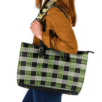 Aloha Hawaii Pakalana Pikake Lei Leather Tote Bag Palaka Inspired Hawaiian-plaid Black