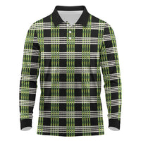 Aloha Hawaii Pakalana Pikake Lei Long Sleeve Polo Shirt Palaka Inspired Hawaiian-plaid Black