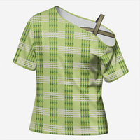 Aloha Hawaii Pakalana Pikake Lei Cross Shoulder Shirt Palaka Inspired Hawaiian-plaid Pastel Green