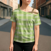 Aloha Hawaii Pakalana Pikake Lei Cross Shoulder Shirt Palaka Inspired Hawaiian-plaid Pastel Green