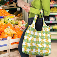 Aloha Hawaii Ilima Maile Lei Grocery Bag Palaka Inspired Hawaiian-plaid White