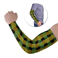 Aloha Hawaii Ilima Maile Lei Arm Sleeves Palaka Inspired Hawaiian-plaid Black