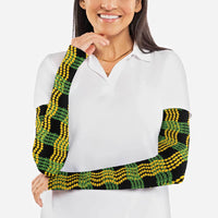 Aloha Hawaii Ilima Maile Lei Arm Sleeves Palaka Inspired Hawaiian-plaid Black