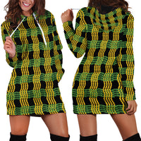 Aloha Hawaii Ilima Maile Lei Hoodie Dress Palaka Inspired Hawaiian-plaid Black LT14 - Polynesian Pride