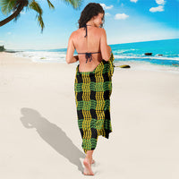 Aloha Hawaii Ilima Maile Lei Sarong Palaka Inspired Hawaiian-plaid Black