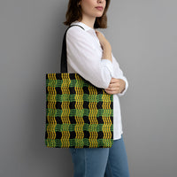 Aloha Hawaii Ilima Maile Lei Tote Bag Palaka Inspired Hawaiian-plaid Black LT14 - Polynesian Pride