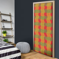 Aloha Hawaii Ilima Maile Lei Door Cover Palaka Inspired Hawaiian-plaid Red