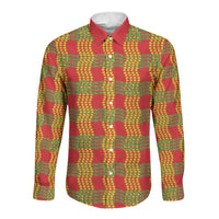 Aloha Hawaii Ilima Maile Lei Long Sleeve Button Shirt Palaka Inspired Hawaiian-plaid Red