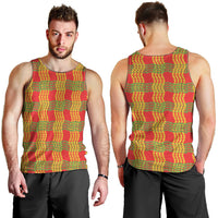 Aloha Hawaii Ilima Maile Lei Men Tank Top Palaka Inspired Hawaiian-plaid Red