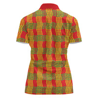 Aloha Hawaii Ilima Maile Lei Women Polo Shirt Palaka Inspired Hawaiian-plaid Red