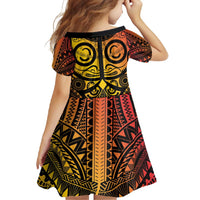 Marquesas Islands Family Matching Short Sleeve Bodycon Dress and Hawaiian Shirt Marquesan Tattoo Yellow Gradient - Polynesian Pride