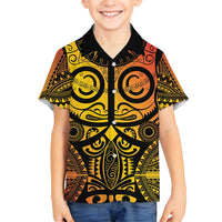 Marquesas Islands Family Matching Tank Maxi Dress and Hawaiian Shirt Marquesan Tattoo Yellow Gradient - Polynesian Pride