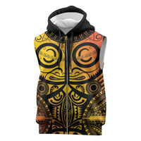 Marquesas Islands Sleeveless Zip Hoodie Marquesan Tattoo Yellow Gradient - Polynesian Pride