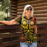 Marquesas Islands Women Polo Shirt Marquesan Tattoo Yellow Gradient - Polynesian Pride