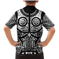 Marquesas Islands Family Matching Mermaid Dress and Hawaiian Shirt Marquesan Tattoo Black White Color - Polynesian Pride
