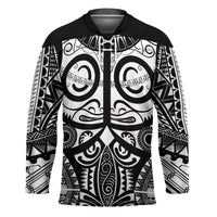 Marquesas Islands Hockey Jersey Marquesan Tattoo Black White Color LT14 Unisex Black - Polynesian Pride