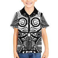 Marquesas Islands Kid Hawaiian Shirt Marquesan Tattoo Black White Color - Polynesian Pride
