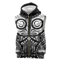Marquesas Islands Sleeveless Zip Hoodie Marquesan Tattoo Black White Color - Polynesian Pride
