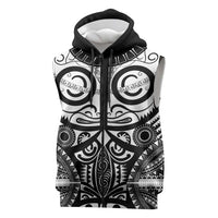 Marquesas Islands Sleeveless Zip Hoodie Marquesan Tattoo Black White Color LT14 Black - Polynesian Pride