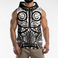 Marquesas Islands Sleeveless Zip Hoodie Marquesan Tattoo Black White Color LT14 - Polynesian Pride