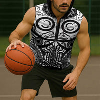 Marquesas Islands Sleeveless Zip Hoodie Marquesan Tattoo Black White Color LT14 - Polynesian Pride