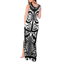 Marquesas Islands Tank Maxi Dress Marquesan Tattoo Black White Color - Polynesian Pride