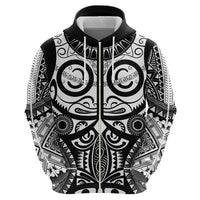 Marquesas Islands Zip Hoodie Marquesan Tattoo Black White Color - Polynesian Pride