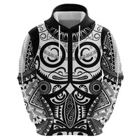 Marquesas Islands Zip Hoodie Marquesan Tattoo Black White Color - Polynesian Pride