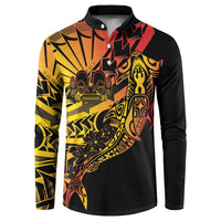 Gradient Marquesas Islands Button Sweatshirt Marquesan Matatiki Hammerhead Shark Patutiki - Polynesian Pride