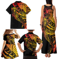 Gradient Marquesas Islands Family Matching Tank Maxi Dress and Hawaiian Shirt Marquesan Matatiki Hammerhead Shark Patutiki - Polynesian Pride