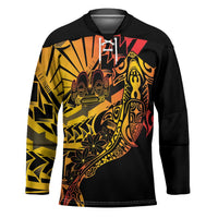 Gradient Marquesas Islands Hockey Jersey Marquesan Matatiki Hammerhead Shark Patutiki LT14 Unisex Yellow - Polynesian Pride