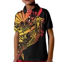 Gradient Marquesas Islands Kid Polo Shirt Marquesan Matatiki Hammerhead Shark Patutiki - Polynesian Pride