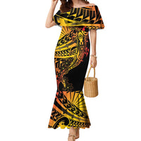 Gradient Marquesas Islands Mermaid Dress Marquesan Matatiki Hammerhead Shark Patutiki - Polynesian Pride