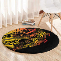 Gradient Marquesas Islands Round Carpet Marquesan Matatiki Hammerhead Shark Patutiki - Polynesian Pride