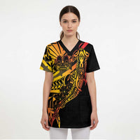 Gradient Marquesas Islands Scrub Top Marquesan Matatiki Hammerhead Shark Patutiki - Polynesian Pride
