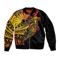 Gradient Marquesas Islands Sleeve Zip Bomber Jacket Marquesan Matatiki Hammerhead Shark Patutiki - Polynesian Pride