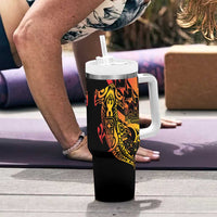 Gradient Marquesas Islands Tumbler With Handle Marquesan Matatiki Hammerhead Shark Patutiki - Polynesian Pride