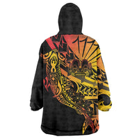 Gradient Marquesas Islands Wearable Blanket Hoodie Marquesan Matatiki Hammerhead Shark Patutiki - Polynesian Pride