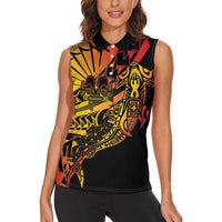 Gradient Marquesas Islands Women Sleeveless Polo Shirt Marquesan Matatiki Hammerhead Shark Patutiki - Polynesian Pride