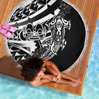 Black White Marquesas Islands Beach Blanket Marquesan Matatiki Hammerhead Shark Patutiki - Polynesian Pride