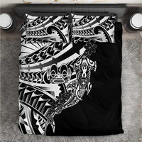 Black White Marquesas Islands Bedding Set Marquesan Matatiki Hammerhead Shark Patutiki - Polynesian Pride