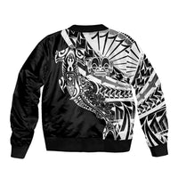 Black White Marquesas Islands Bomber Jacket Marquesan Matatiki Hammerhead Shark Patutiki - Polynesian Pride