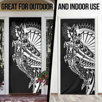 Black White Marquesas Islands Door Cover Marquesan Matatiki Hammerhead Shark Patutiki LT14 - Polynesian Pride