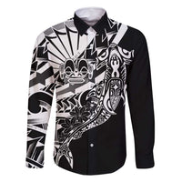 Black White Marquesas Islands Family Matching Mermaid Dress and Hawaiian Shirt Marquesan Matatiki Hammerhead Shark Patutiki - Polynesian Pride