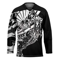 Black White Marquesas Islands Hockey Jersey Marquesan Matatiki Hammerhead Shark Patutiki LT14 Unisex Black - Polynesian Pride